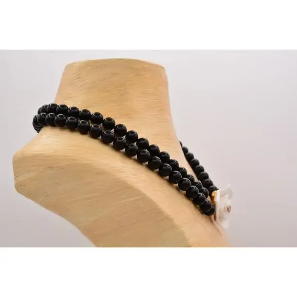 KJL Avon Necklace Collar White Rose Black Beaded Gold Tone Crystal Signed 9A - Picture 10 of 12